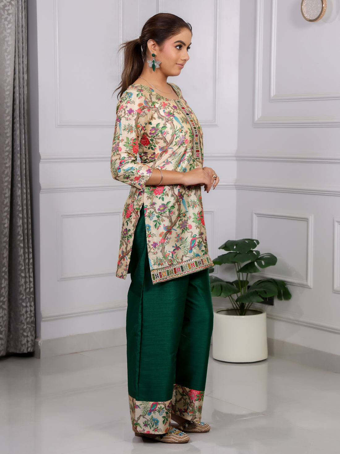 Shakun Green Silk Kurti set