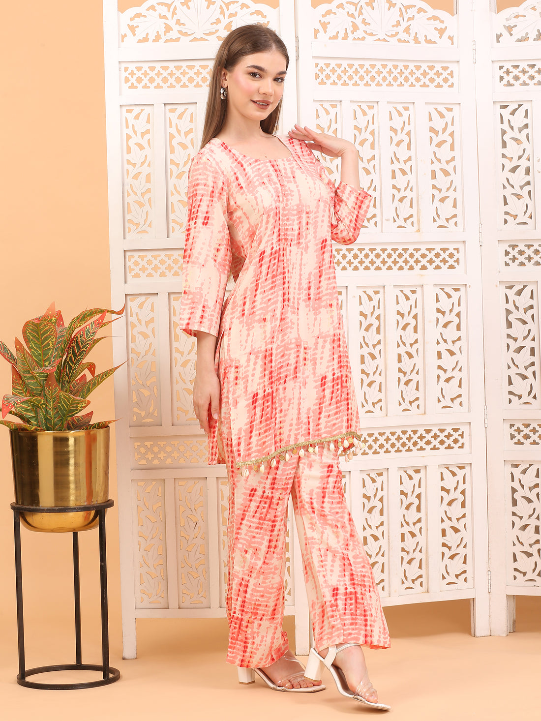 Shakun Red Shibori Coord Set