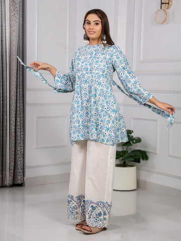 Shakun Blue Backless Cord set