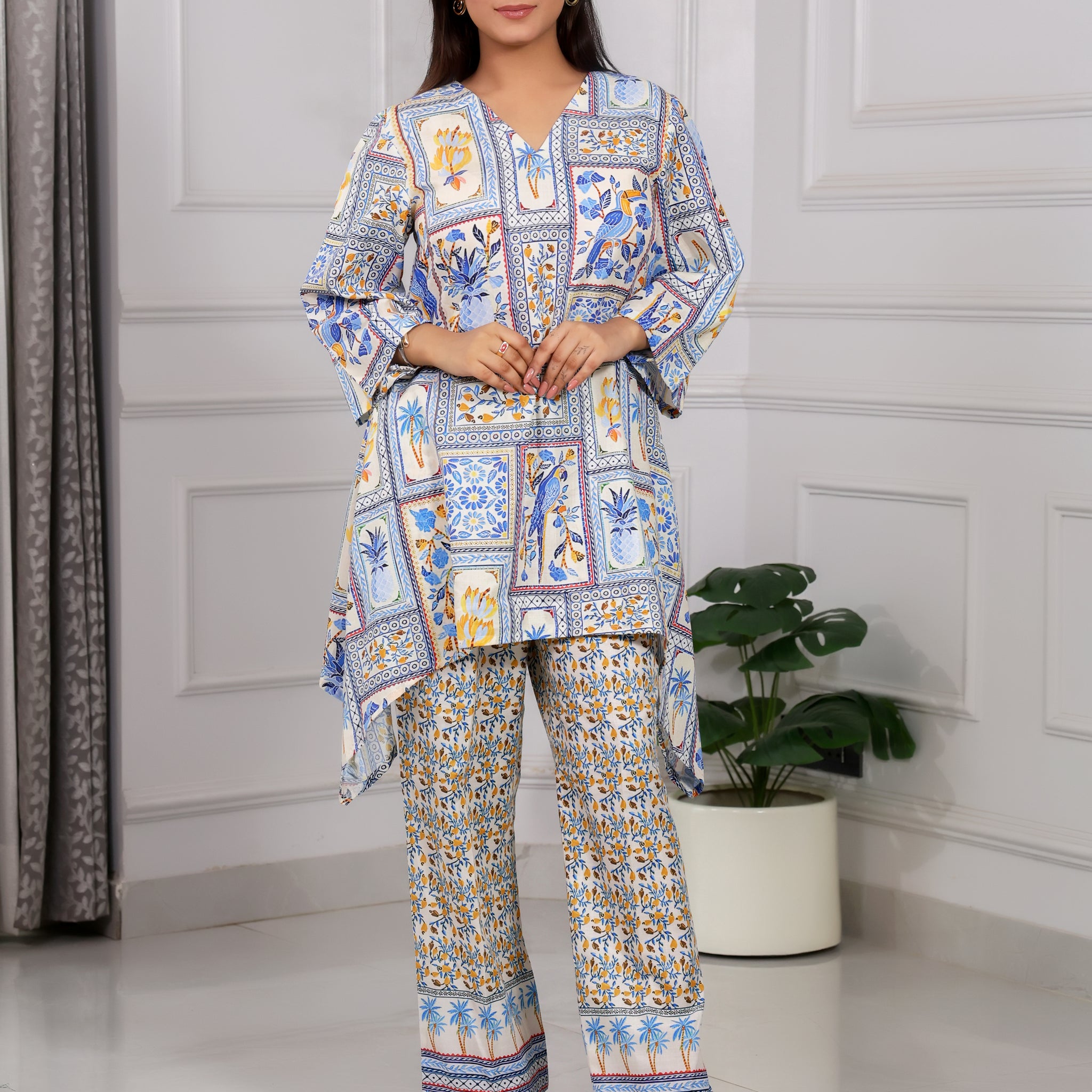 Shakun Blue Breezy Cord Set