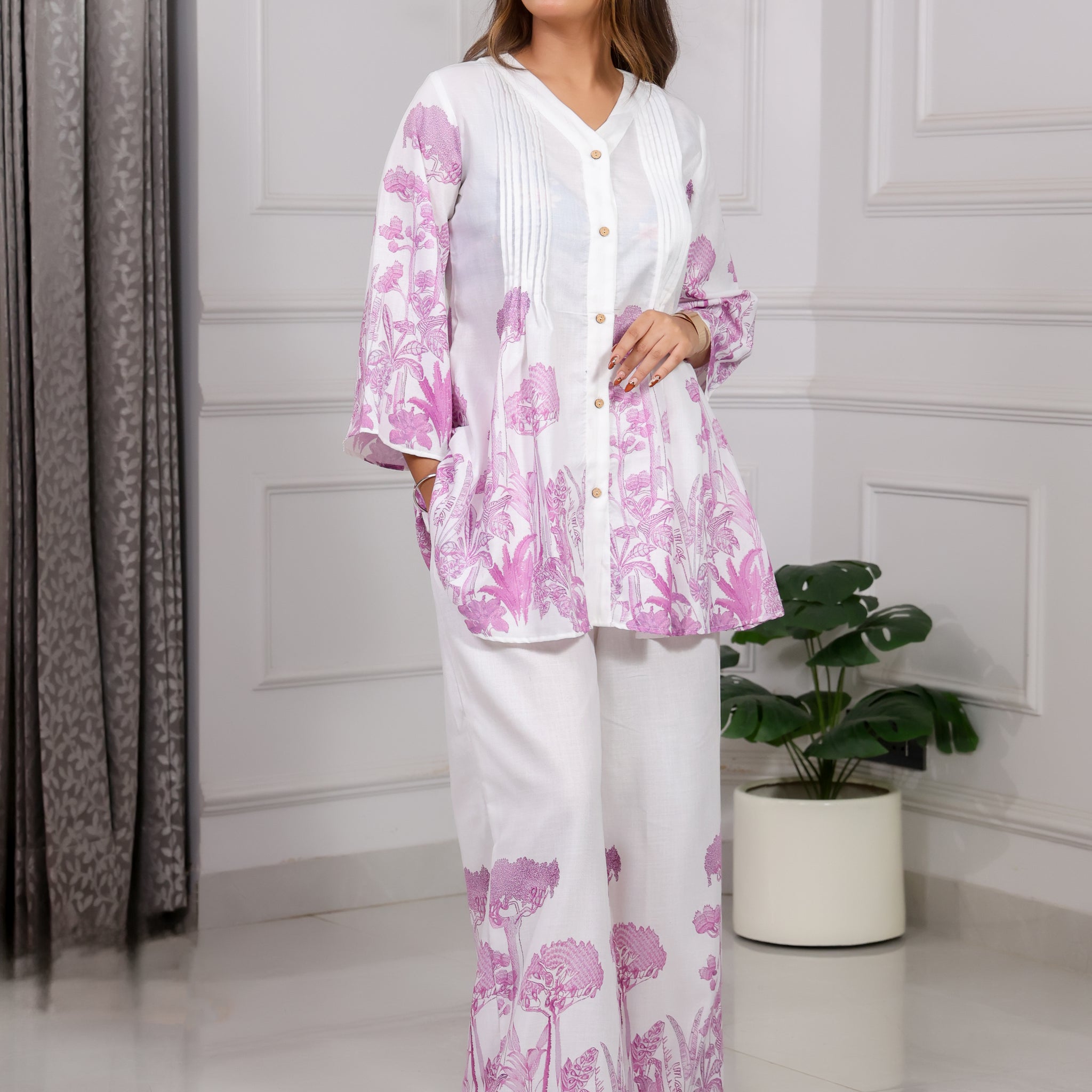 Shakun Purple White Shirt