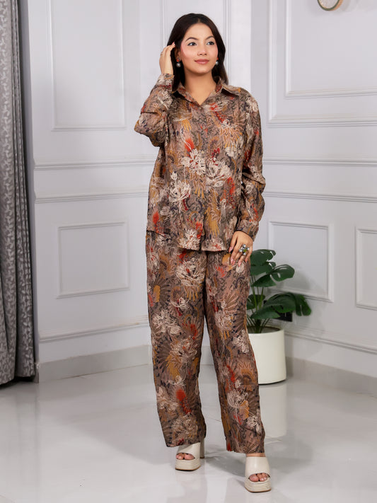 Shakun Brown Abstract Print Coord set