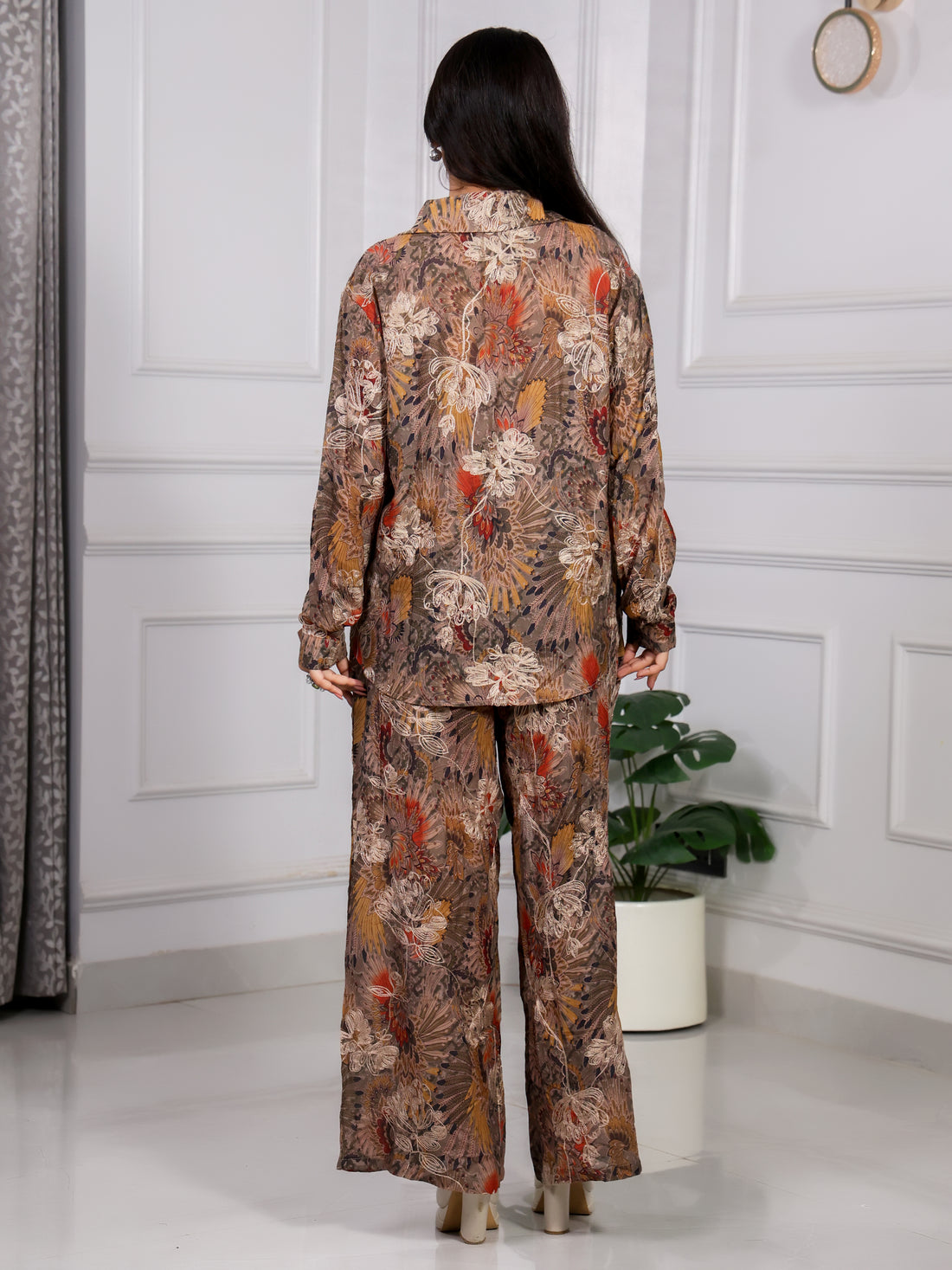 Shakun Brown Abstract Print Coord set