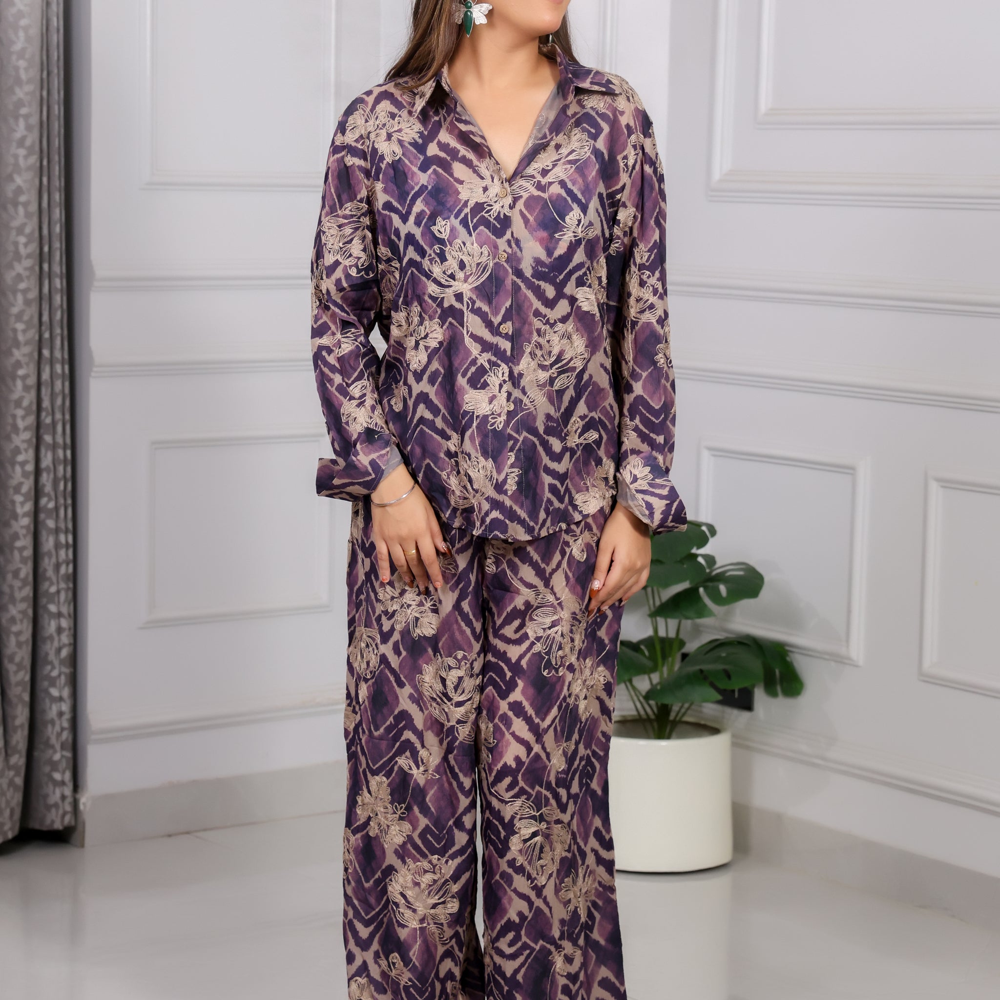 Purple Abstract Print Cord set