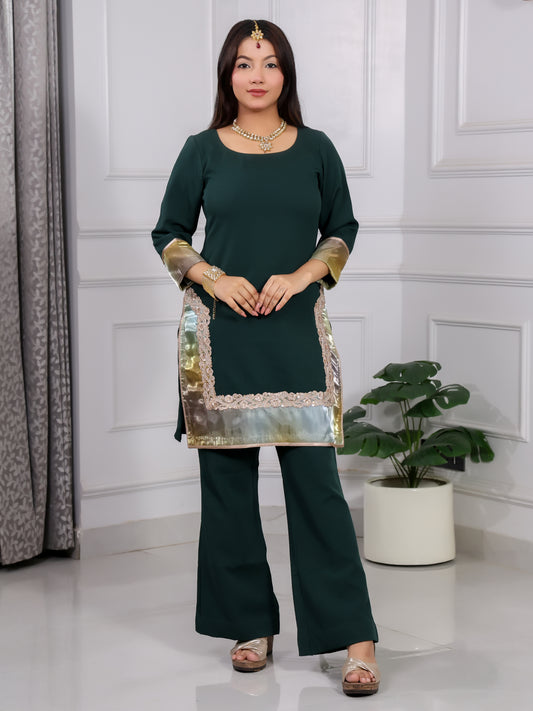 Shakun Bottle green Kurti set
