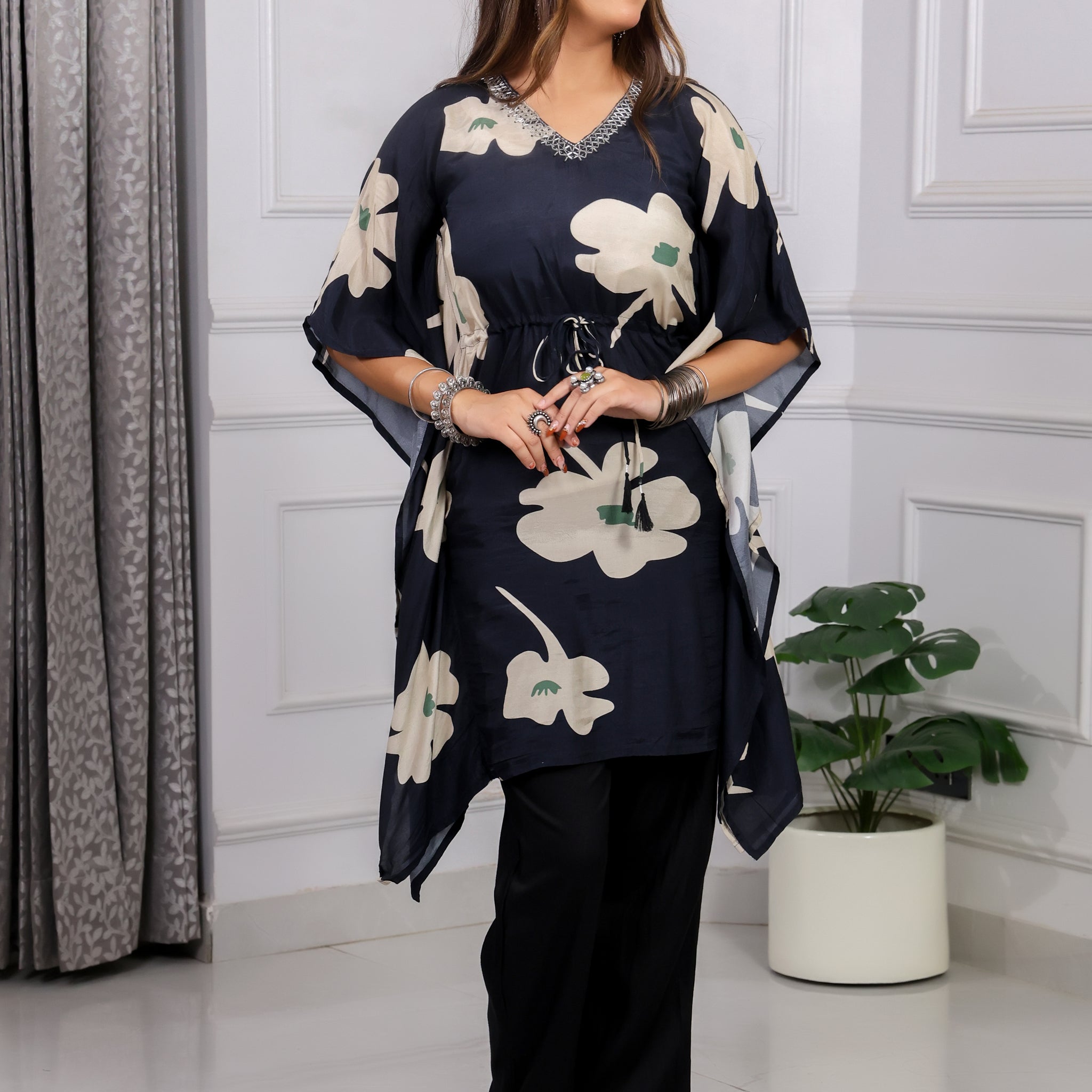 Shakun Black Kaftan set