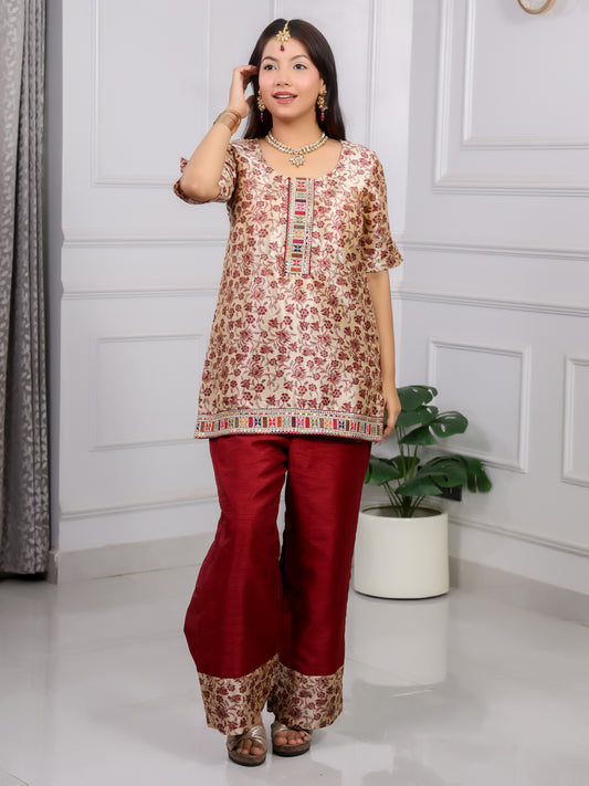 Shakun Cream Silk Kurti set
