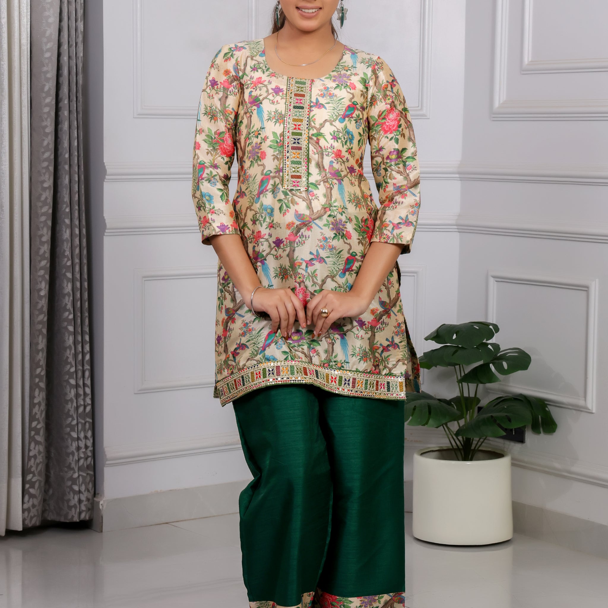 Shakun Green Silk Kurti set