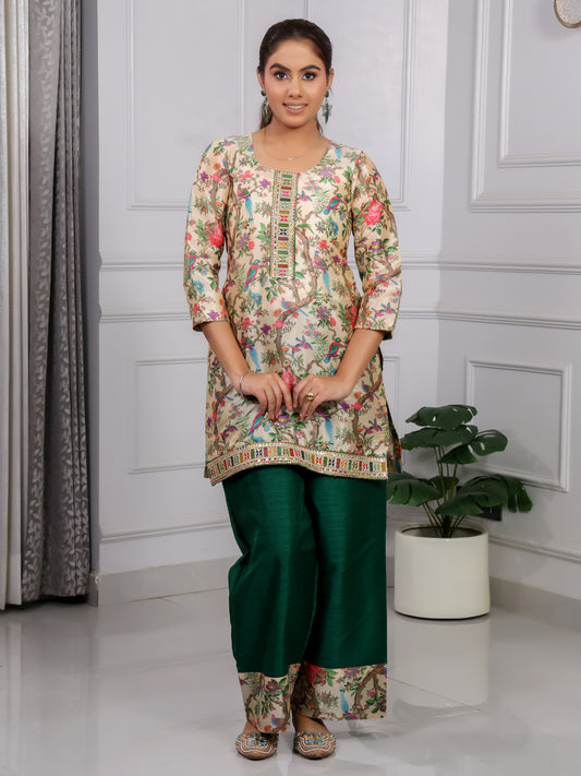 Shakun Green Silk Kurti set