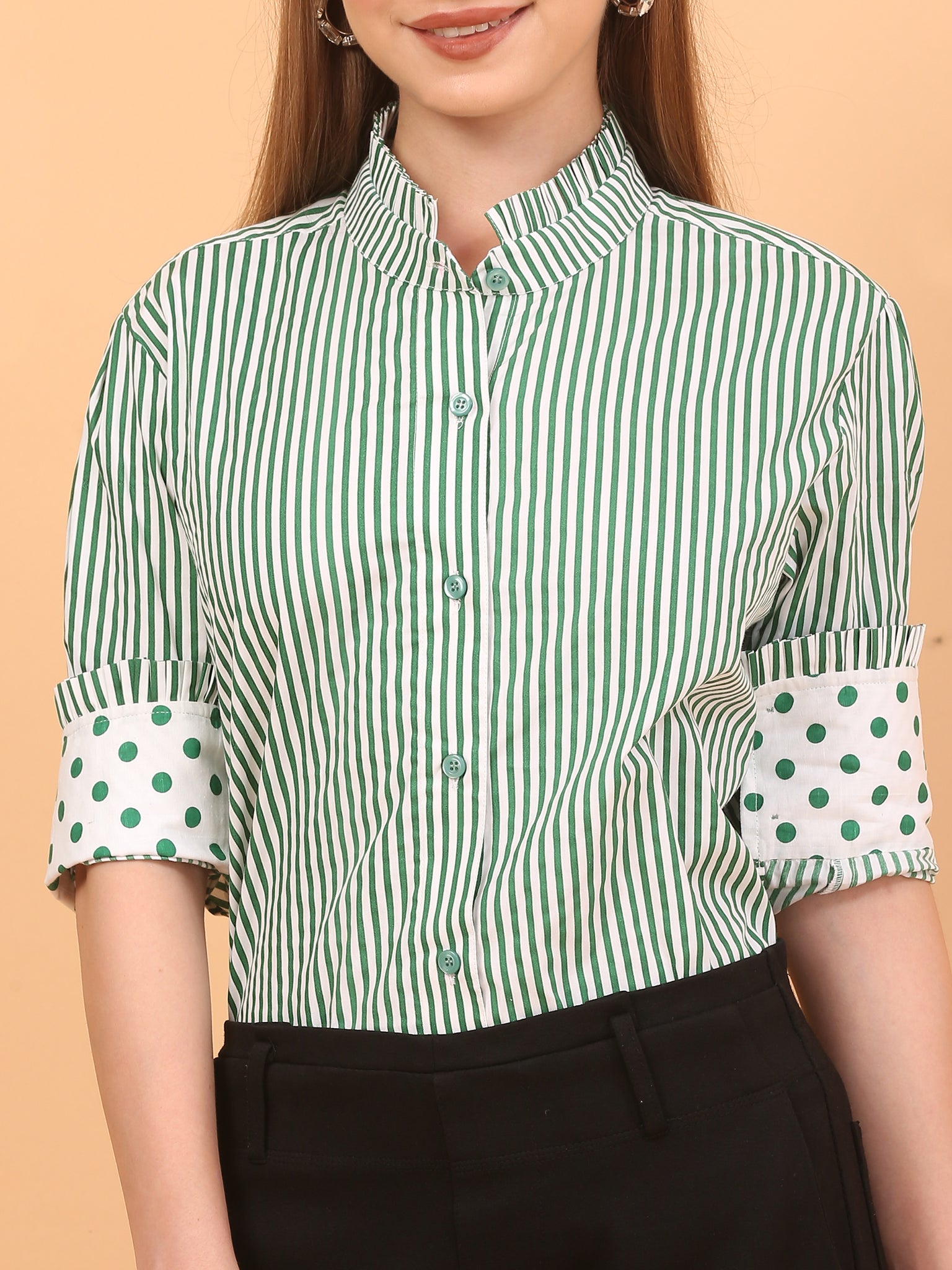 Shakun Green Cotton Shirt