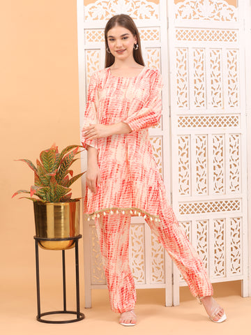 Shakun Red Shibori Coord Set