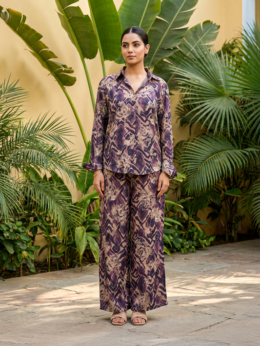 Purple Abstract Print Cord set
