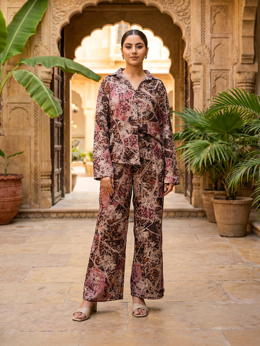 Shakun Abstract Georgette Cord set