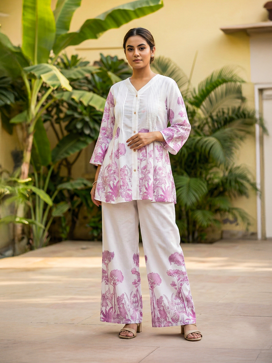 Shakun Purple White Shirt