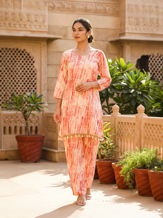 Shakun Red Shibori Coord Set