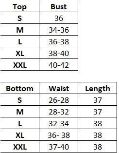 Size chart of Parrot Co-ord set 